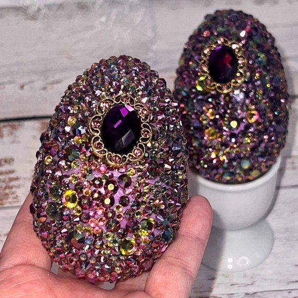 Hand Crafted | Holiday | Crystalrhinestone Set 2 Purple  Crystal/Rhinestone Set 2 Purple Passion Luxury Easter Eggs, Custom Eggs, Easter